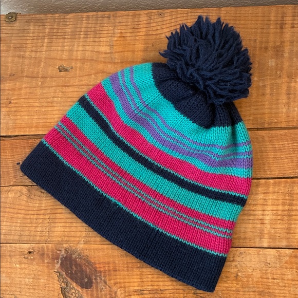 70s 80s Vintage winter ski hat beanie striped wool EUC quirky eclectic - Picture 2 of 6